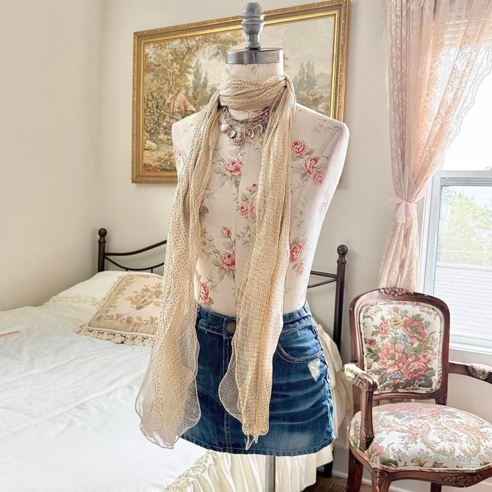 cream silk scarf  90s vintage cream silk scarf